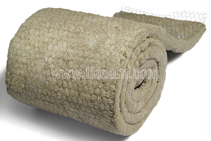 rockwool roll, stone wool roll, rockwool blanket with wire mesh, rock