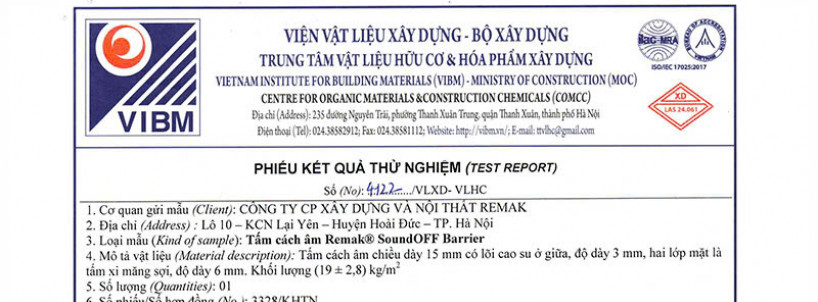 Thử Nghiệm Về Đặc Tính Cháy Tấm Cách Âm Remak® SoundOFF Barrier